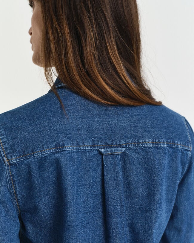 Camisa de ganga com mangas volumosas regular fit