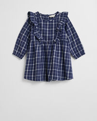 Vestido em flanela com padrão de xadrez e folhos Baby Girls