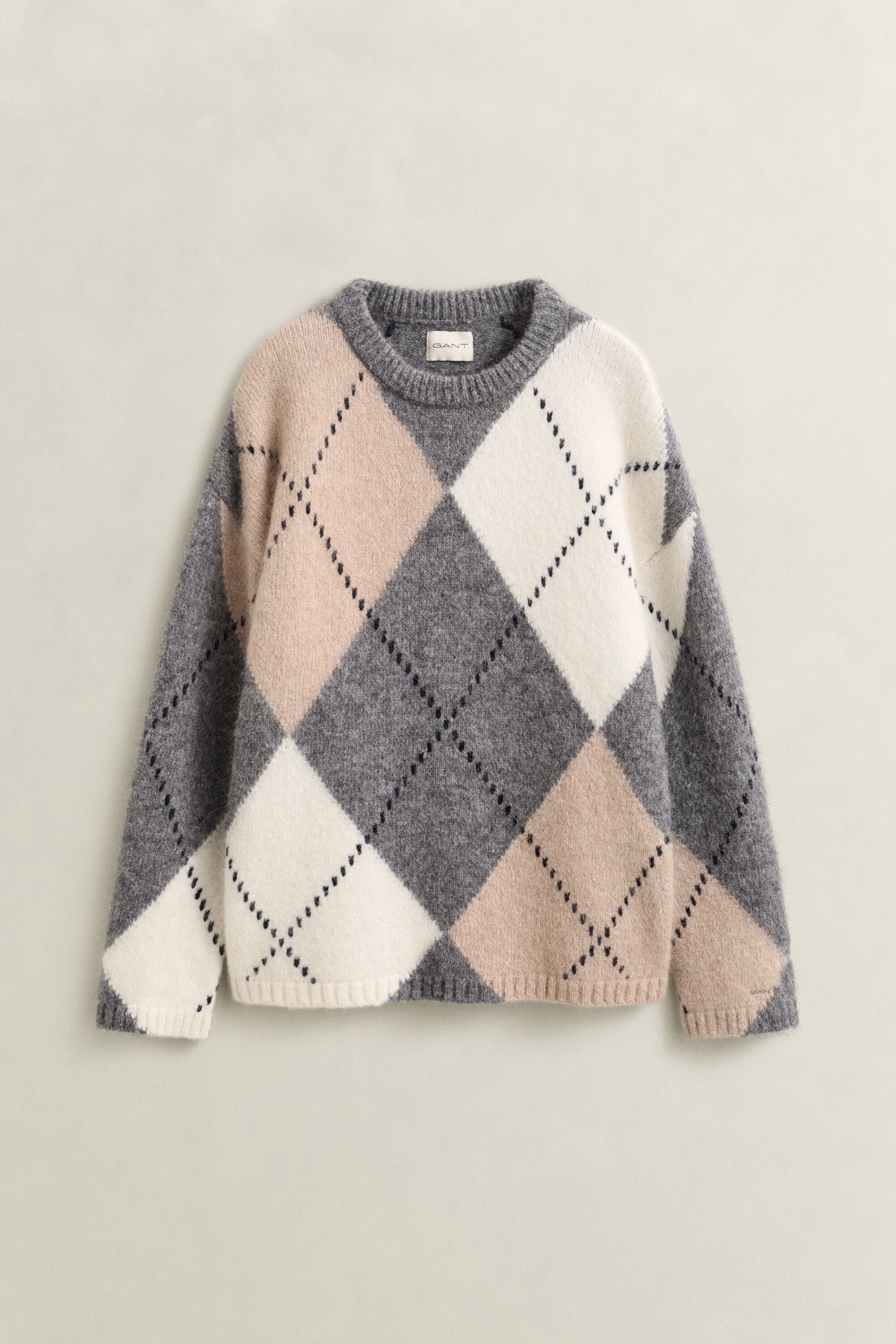 Camisola de malha em mistura de lã de alpaca Argyle
