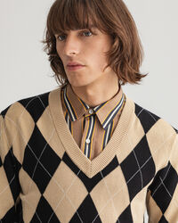 Camisola com decote em V Argyle