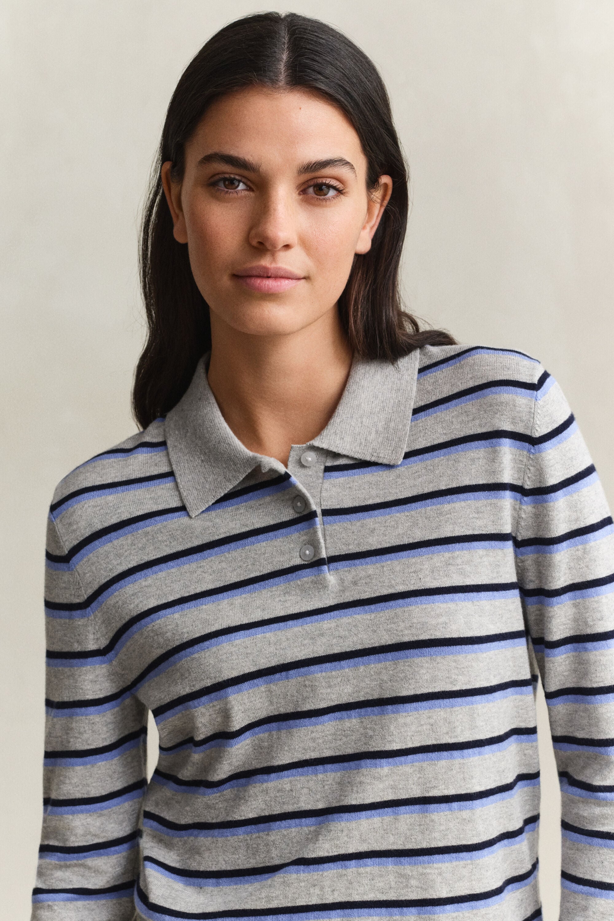 Camisola de malha fina às riscas