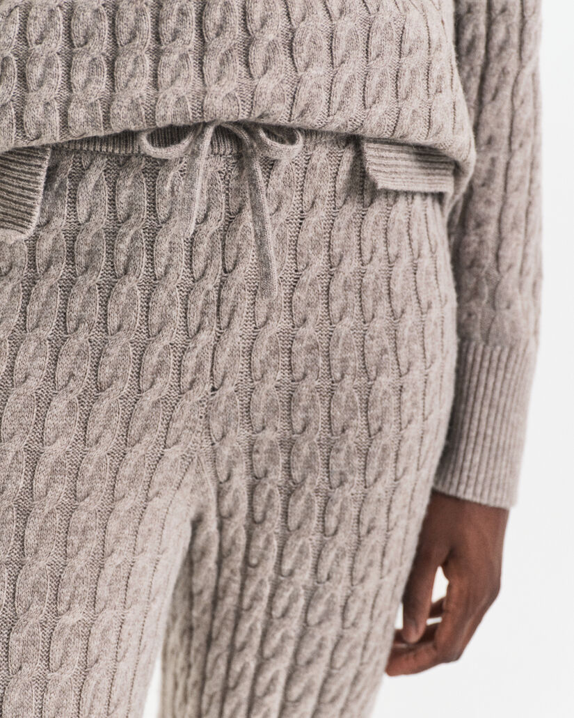 Calças em malha entrançada de lã