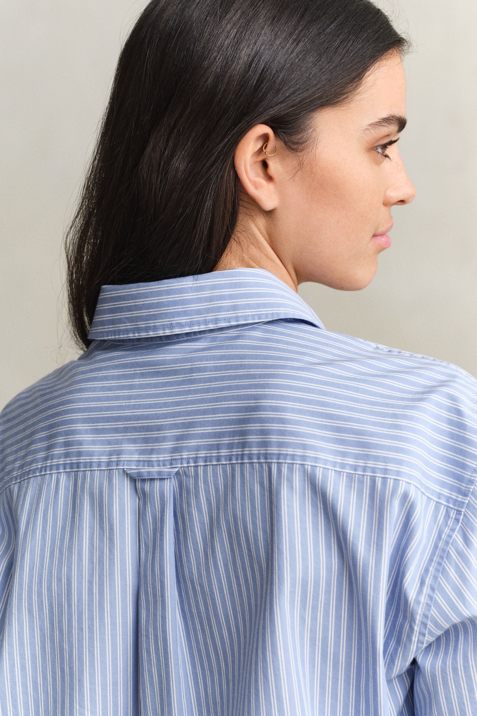 Camisa em popelina às riscas Classic relaxed fit