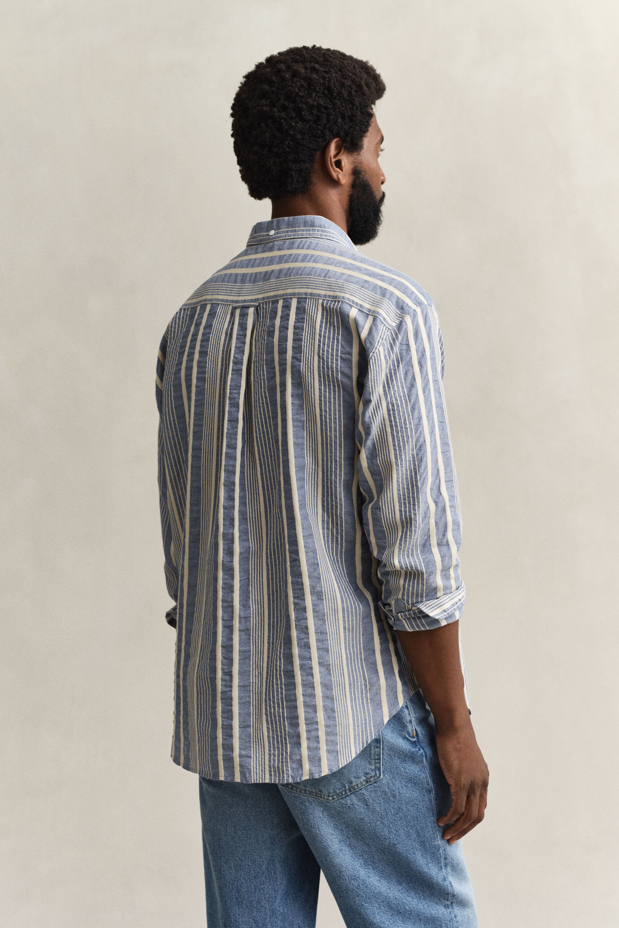 Camisa às riscas Seersucker relaxed fit
