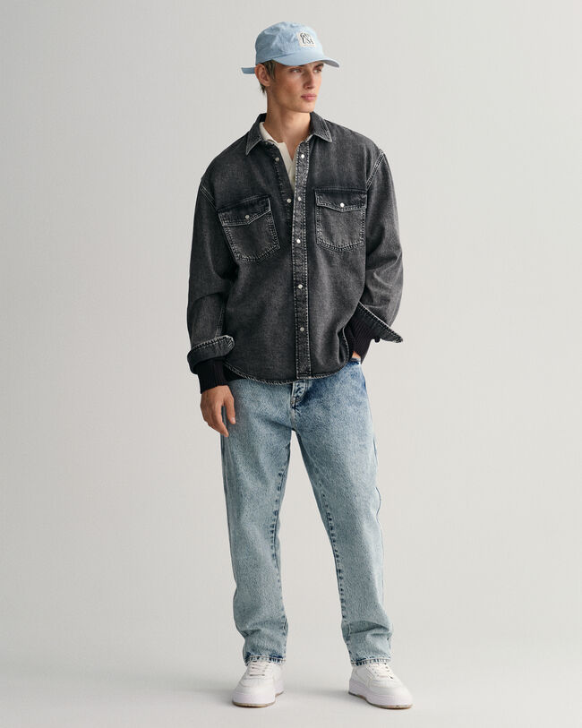 Camisa de ganga Heavy Washed oversized