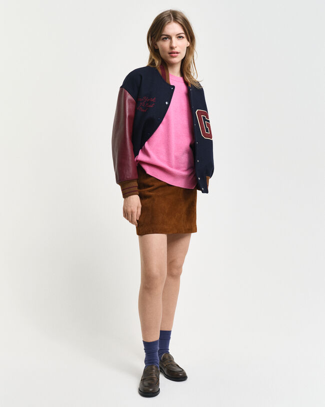 Camisola de malha com decote redondo em lã extrafina