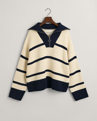 Sweatshirt com meio fecho &agrave;s riscas de marinheiro