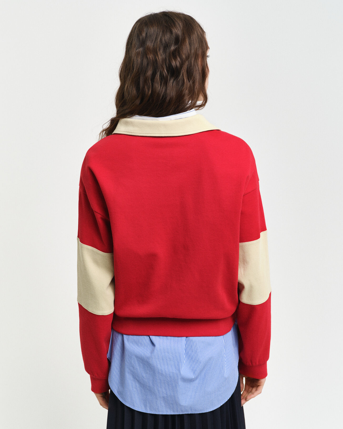 Rugger em algodão piqué com bloco de cor texturizado