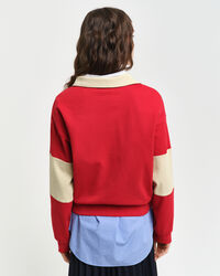 Rugger em algodão piqué com bloco de cor texturizado