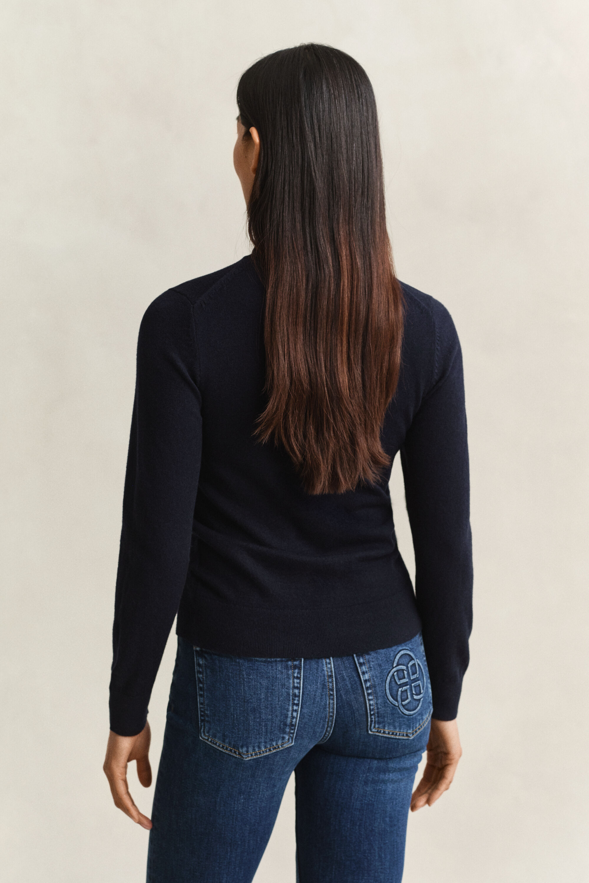 Camisola de malha de lã e algodão com gola alta