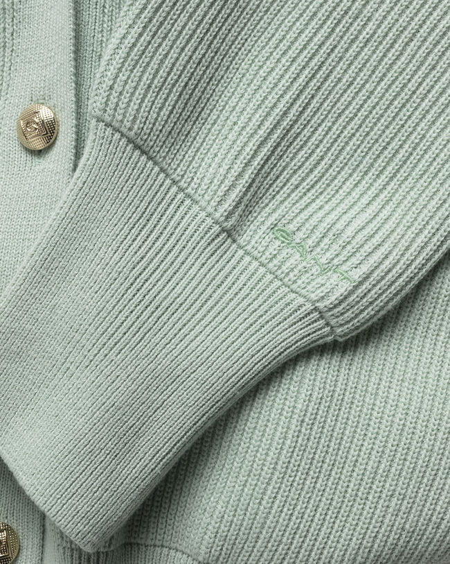 Casaco de malha canelado em algod&atilde;o