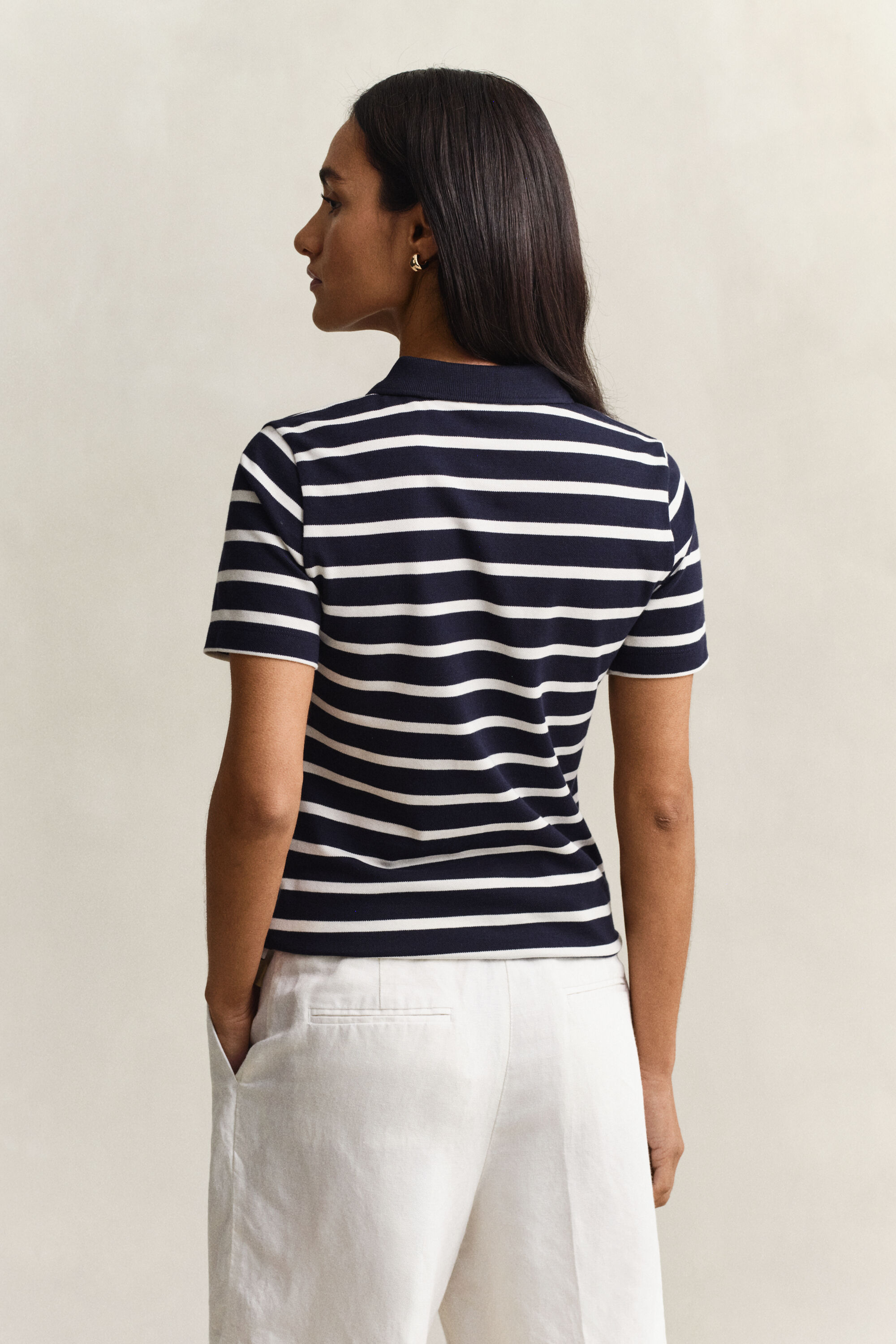 Polo em algodão piqué às riscas