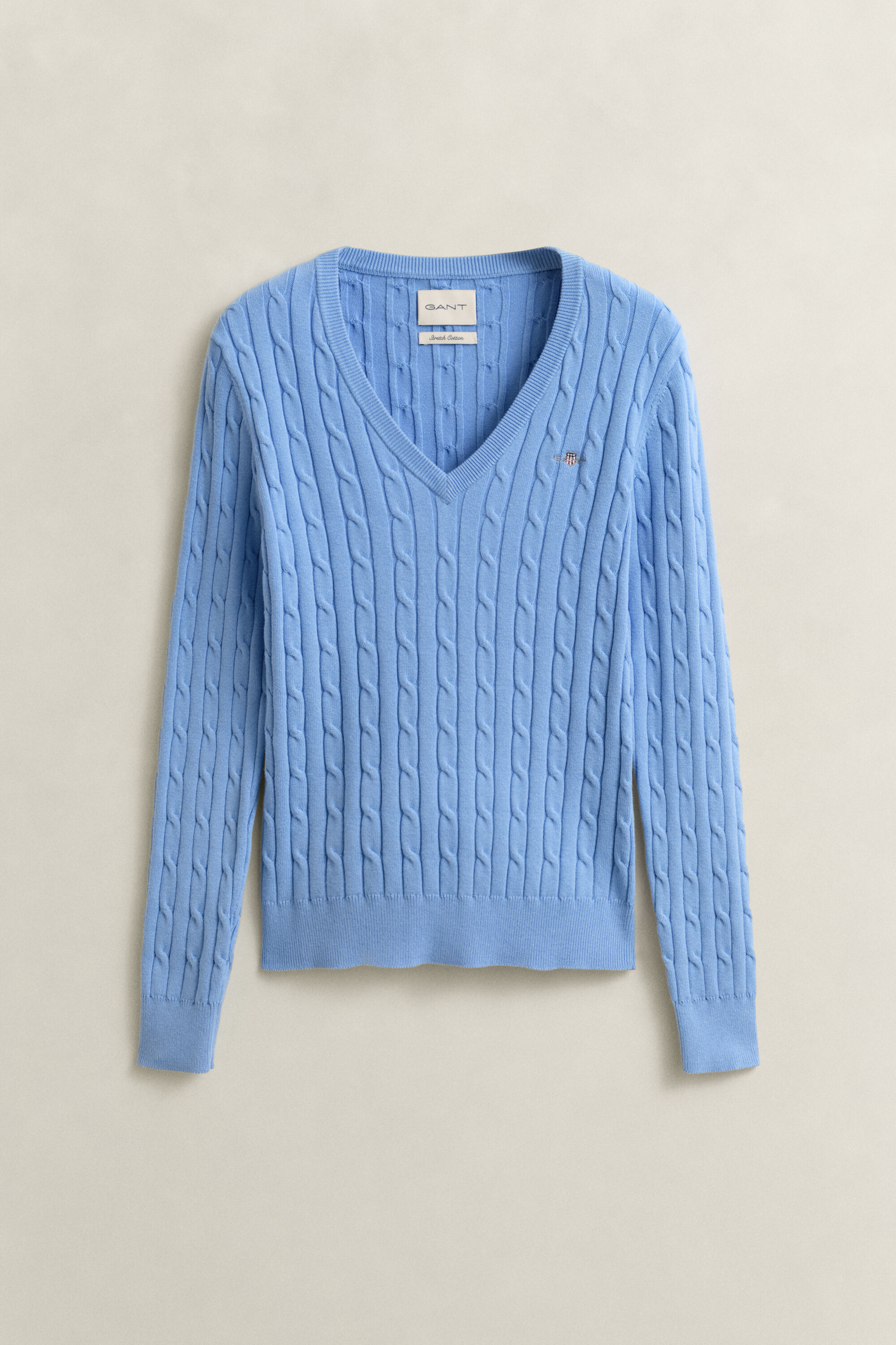 Pullover com decote em V em malha entrançada