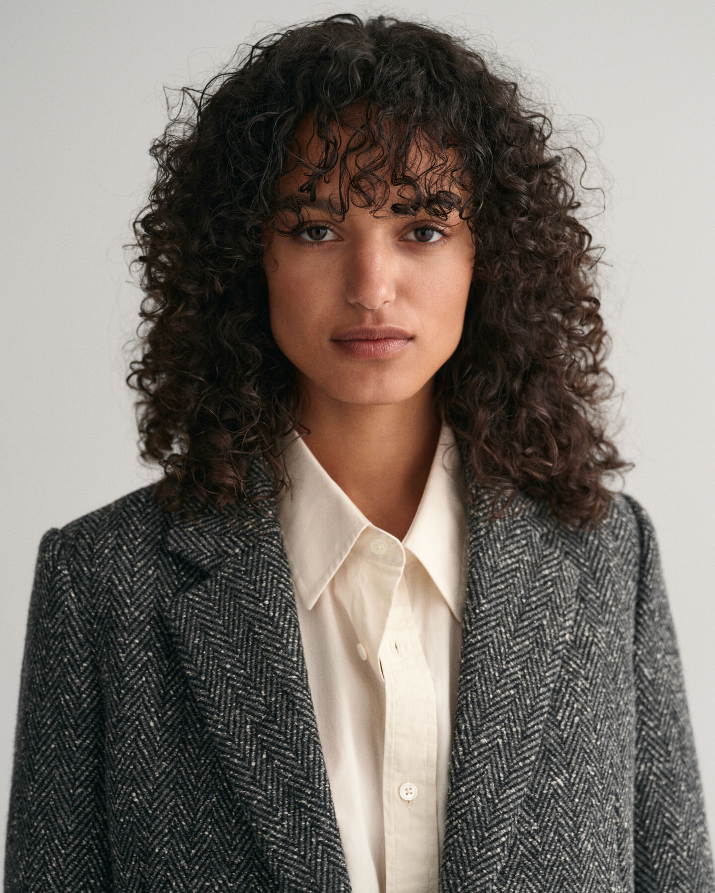 Blazer com padr&atilde;o espinha de peixe regular fit