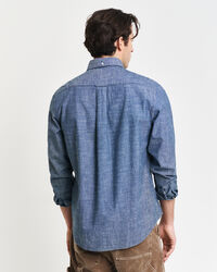 Camisa em chambray índigo regular fit