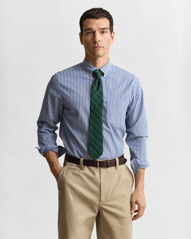 Camisa em popelina às riscas Classic regular fit
