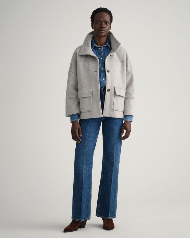 Casaco curto em mistura de lã