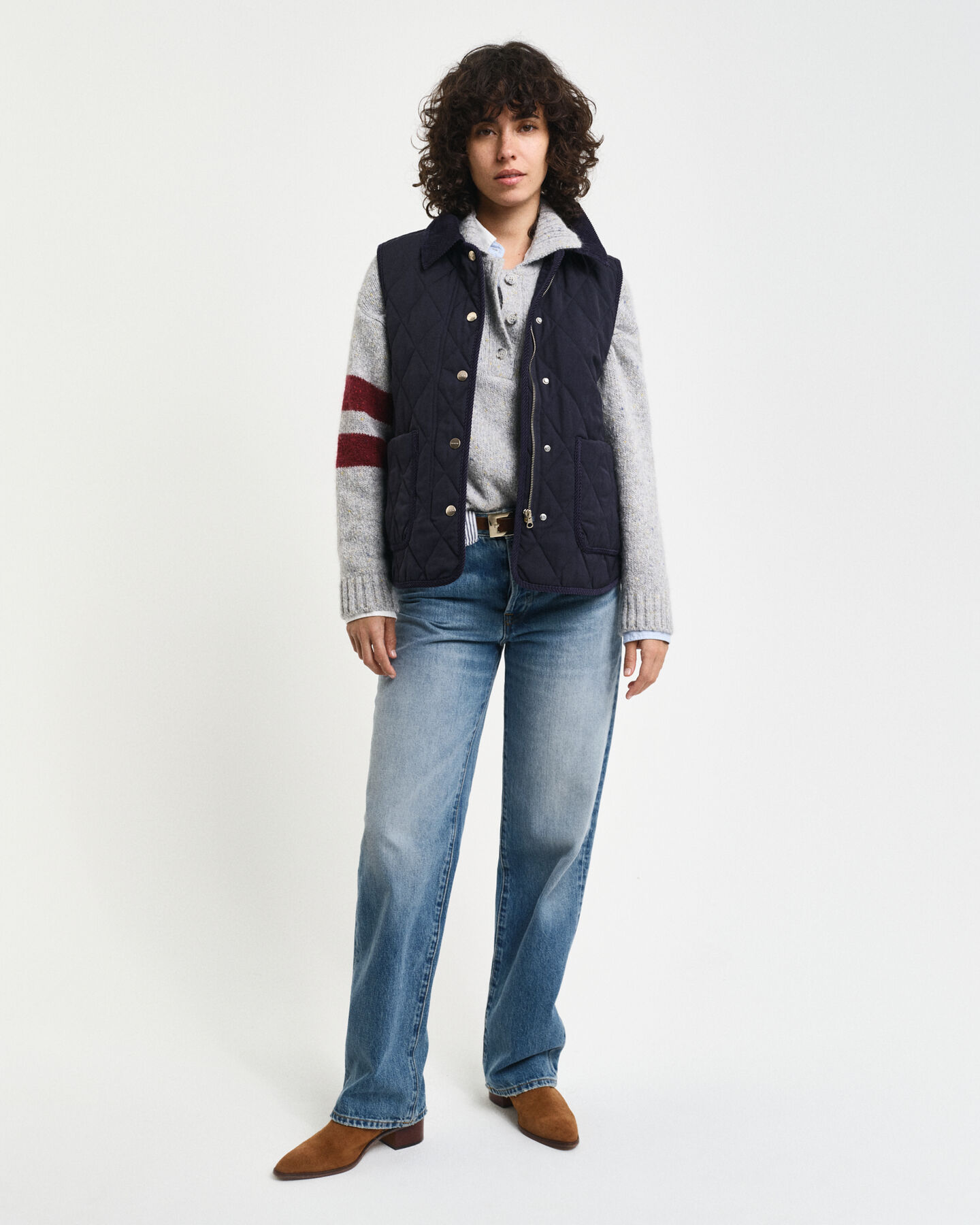 Colete acolchoado com detalhes em bombazina