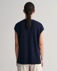 Colete com decote em V em mistura de linho