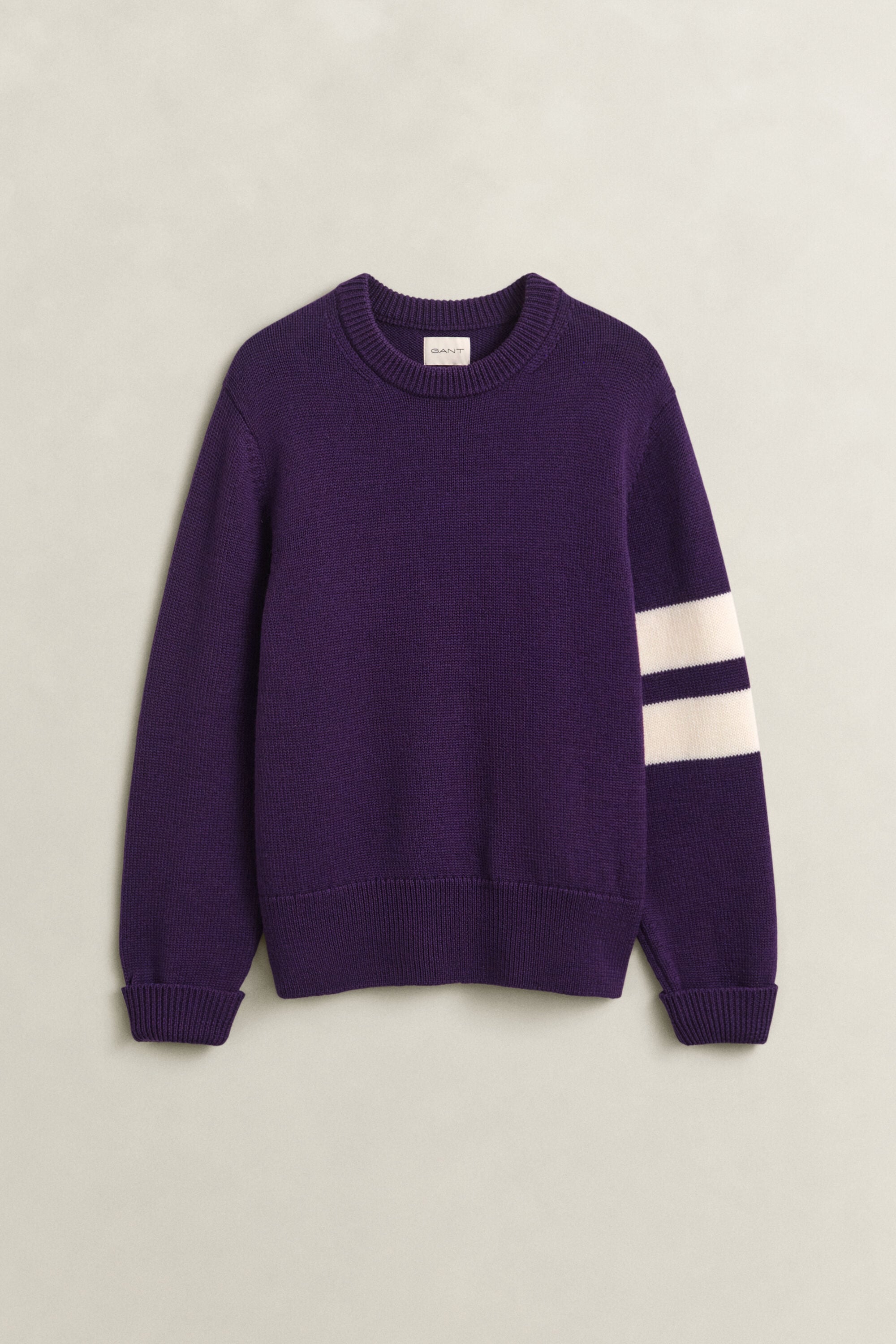 Camisola de malha em lã de merino às riscas