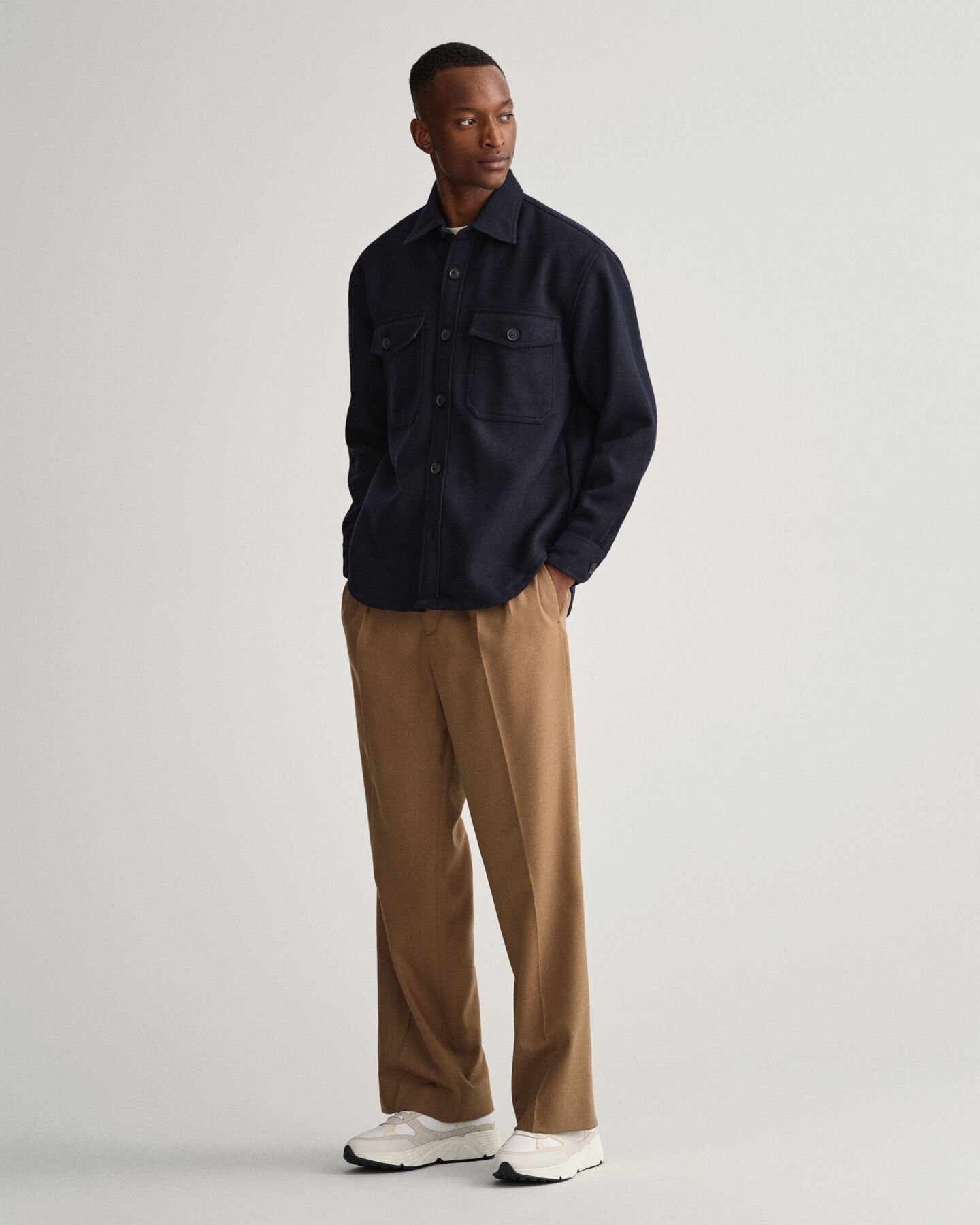 Sobrecamisa em mistura de lã