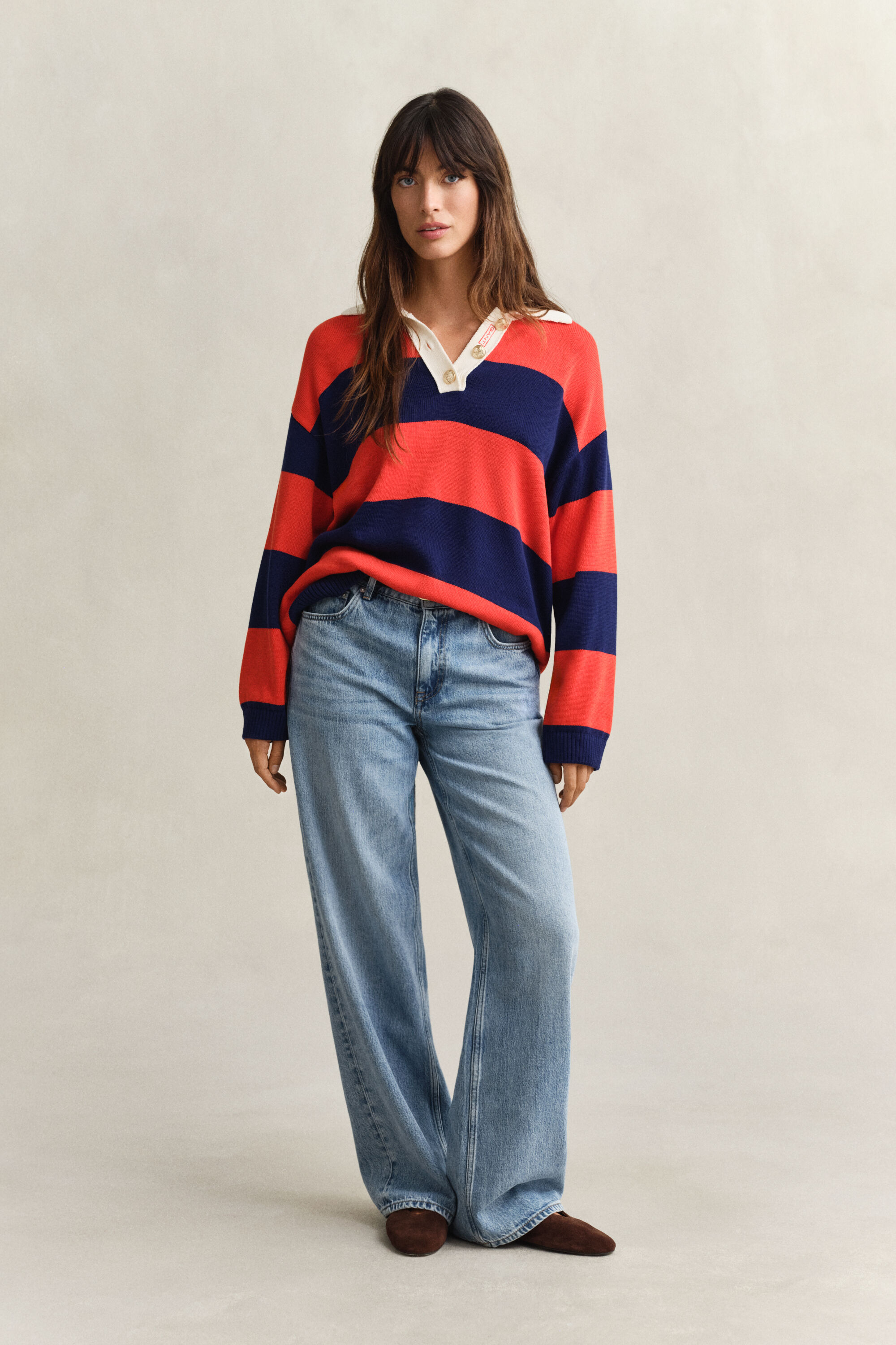 Rugger em algodão às riscas