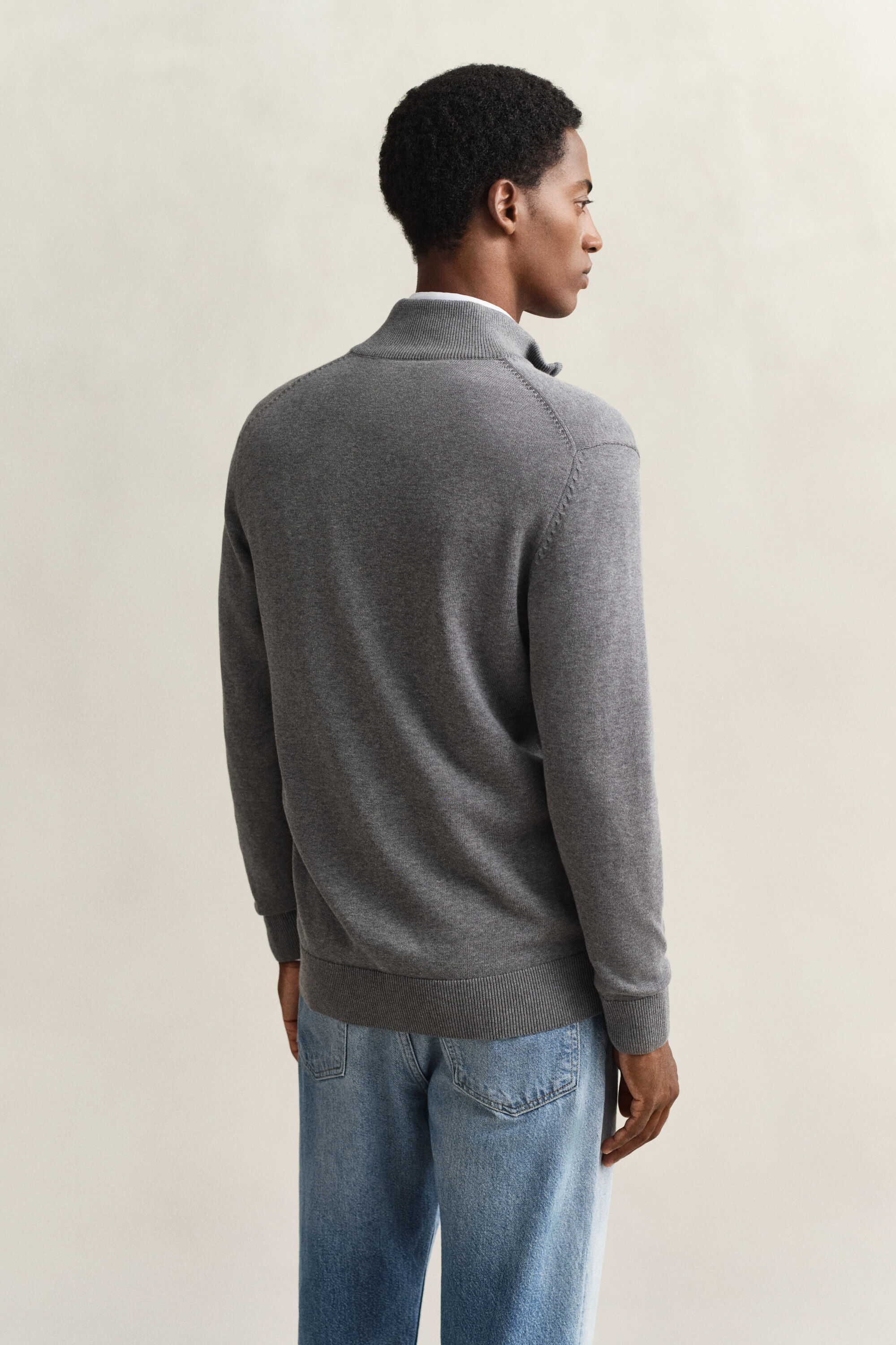 Casaco de malha com fecho de correr Casual Cotton