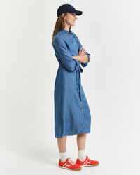 Vestido-camisa em chambray