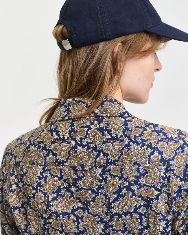 Vestido-camisa com padr&atilde;o Paisley