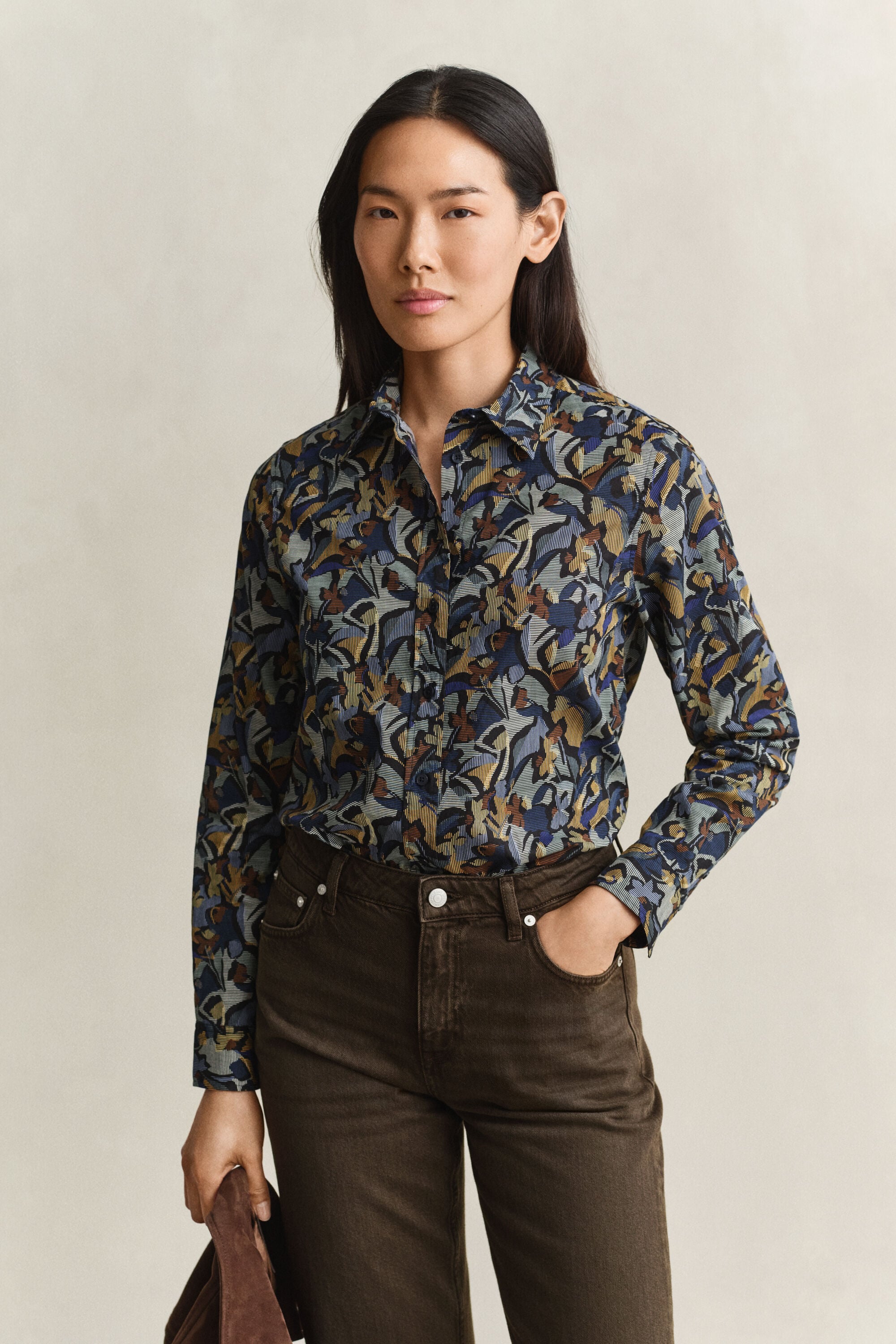 Camisa em voile de algodão com estampado