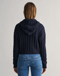 Casaco de malha entran&ccedil;ada curto com capuz e fecho Shield Teen Girls