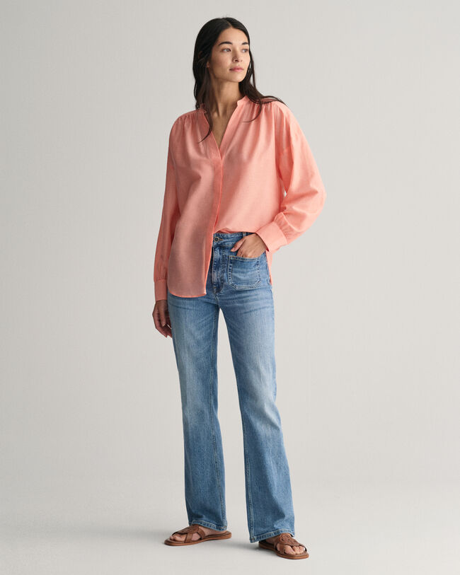 Blusa em seda e algod&atilde;o