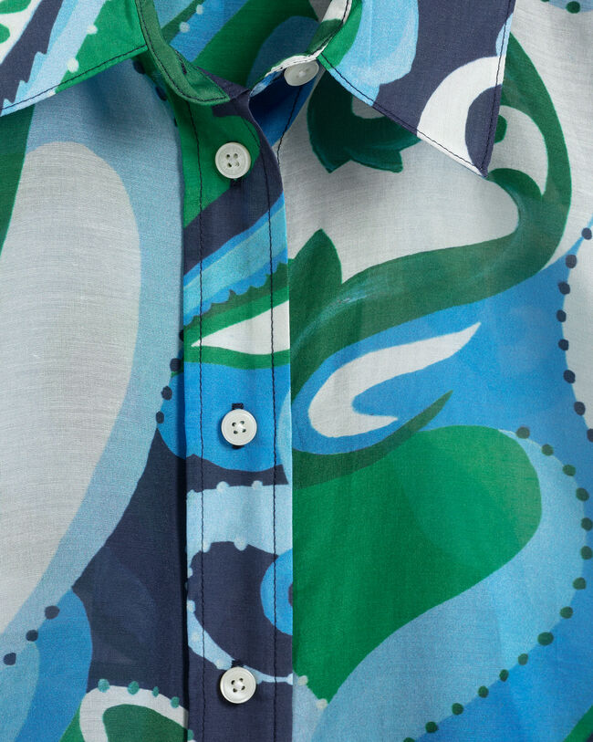 Camisa de seda de algodão com padrão paisley regular fit