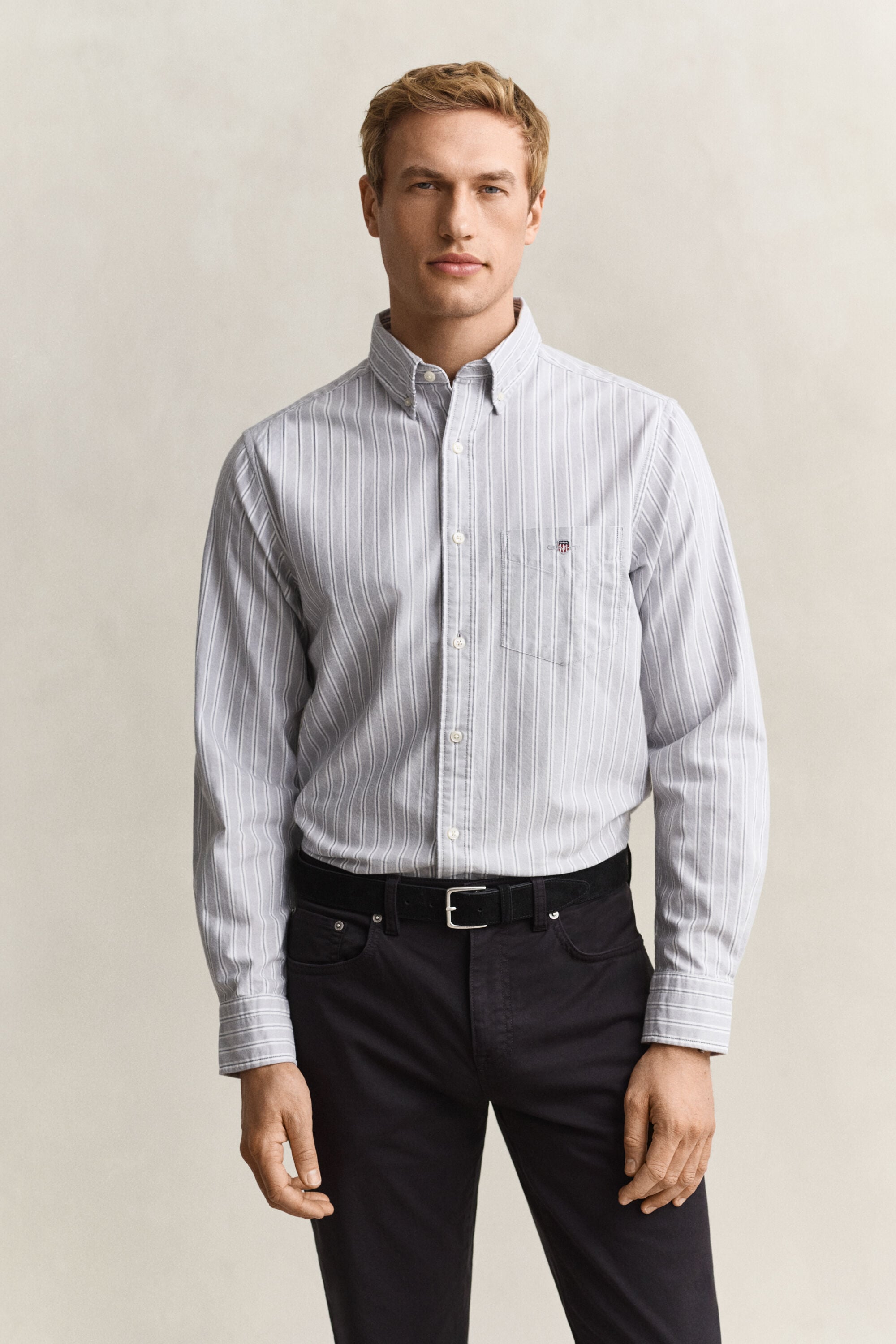 Camisa Oxford às riscas Classic