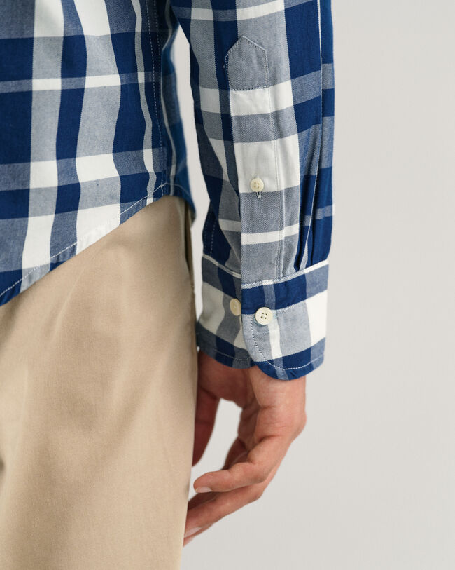 Camisa de sarja em xadrez &iacute;ndigo regular fit