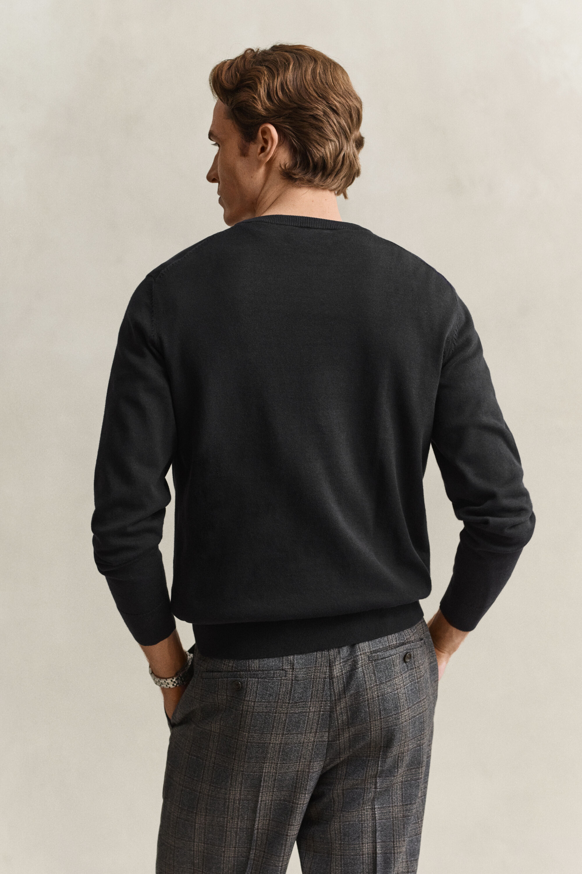 Camisola de malha com decote redondo em algodão