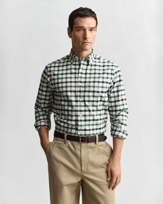 Camisa Oxford com padrão de xadrez corte normal