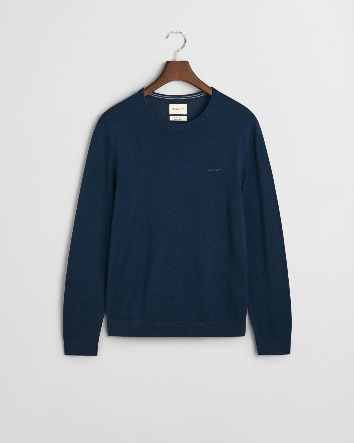 Camisola de malha com decote redondo em lã de merino extrafina