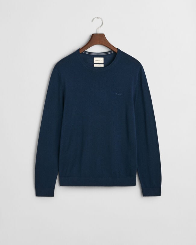 Camisola de malha com decote redondo em lã de merino extrafina