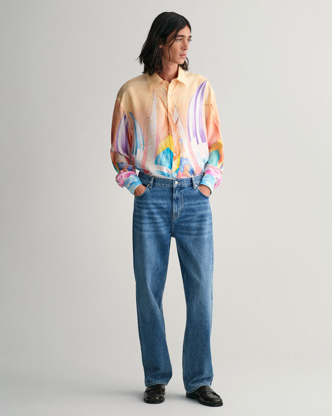 Camisa de seda com estampado Sailing oversized