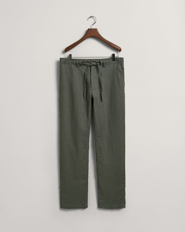 Calças de linho com cordão relaxed fit