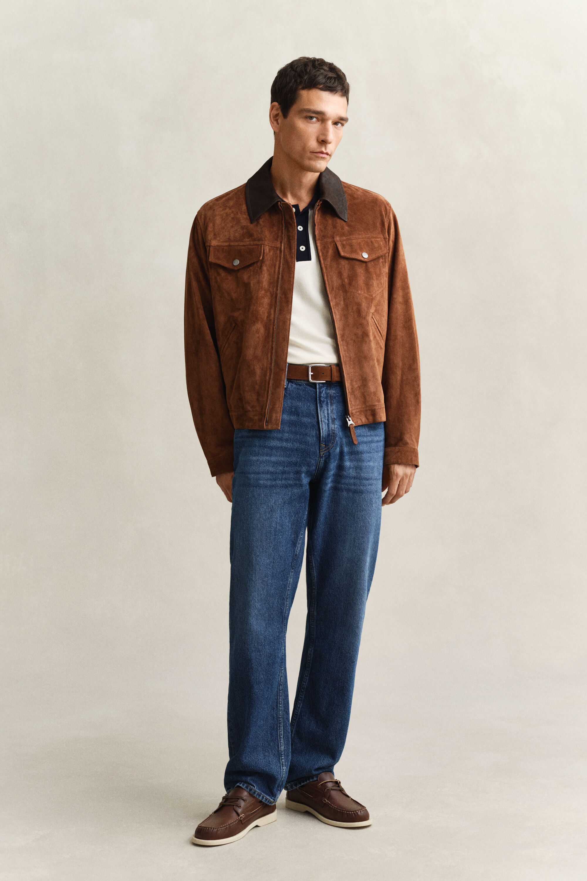 Camisola de malha estilo polo em tecido modal e algodão