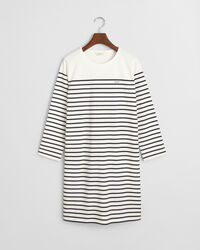 Vestido com decote redondo e riscas de marinheiro