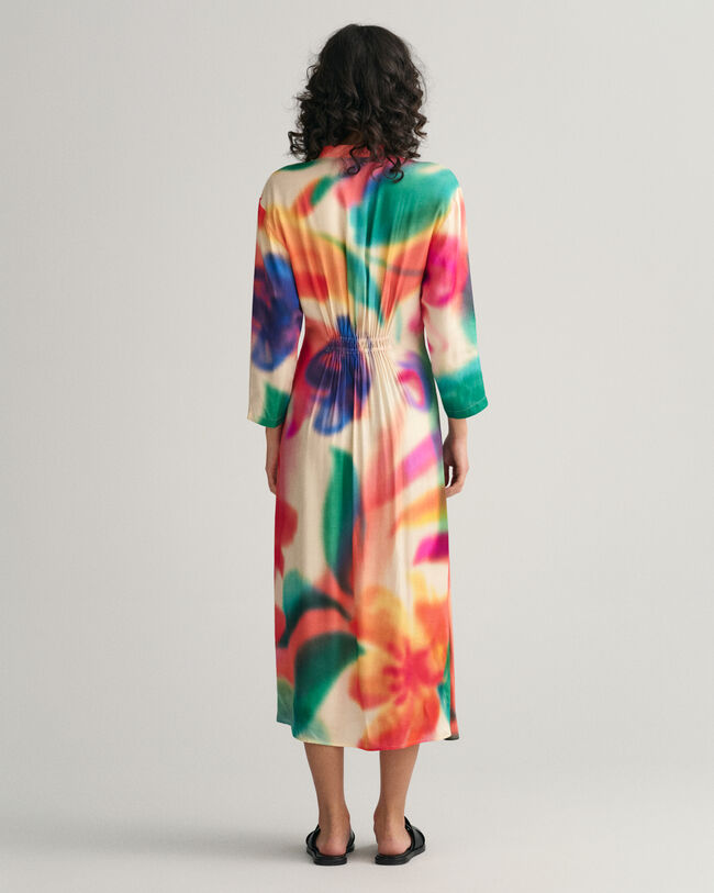 Vestido com franzidos e estampado Floral