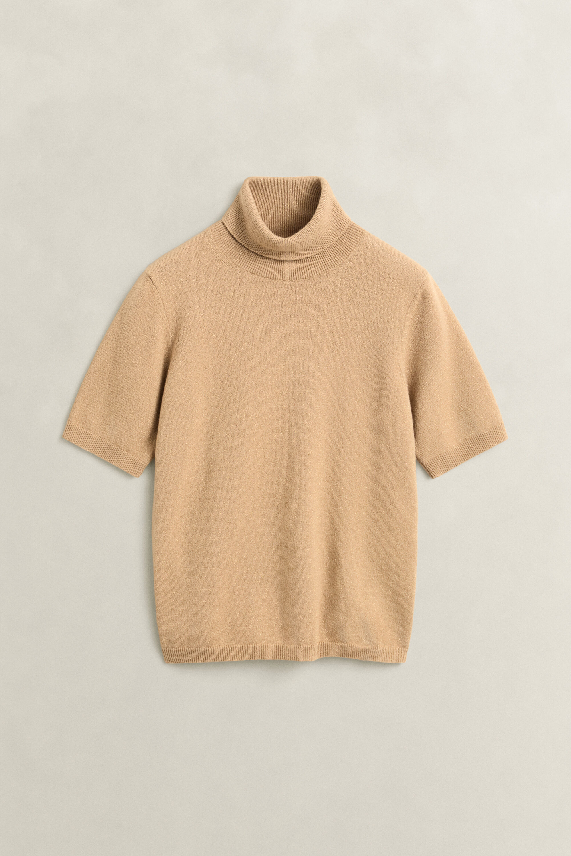 Camisola de malha com gola alta em mistura de lã metalizada
