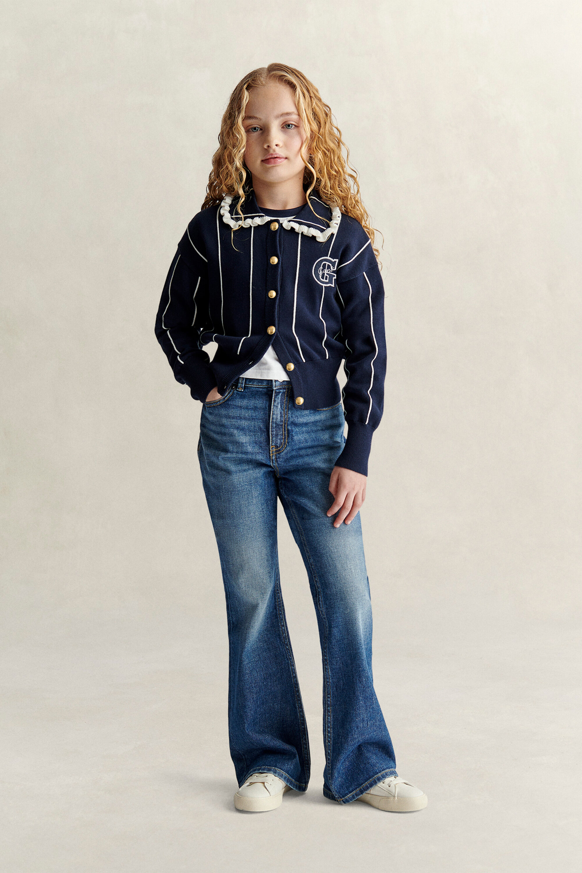 Casaco de malha às riscas Teen Girls