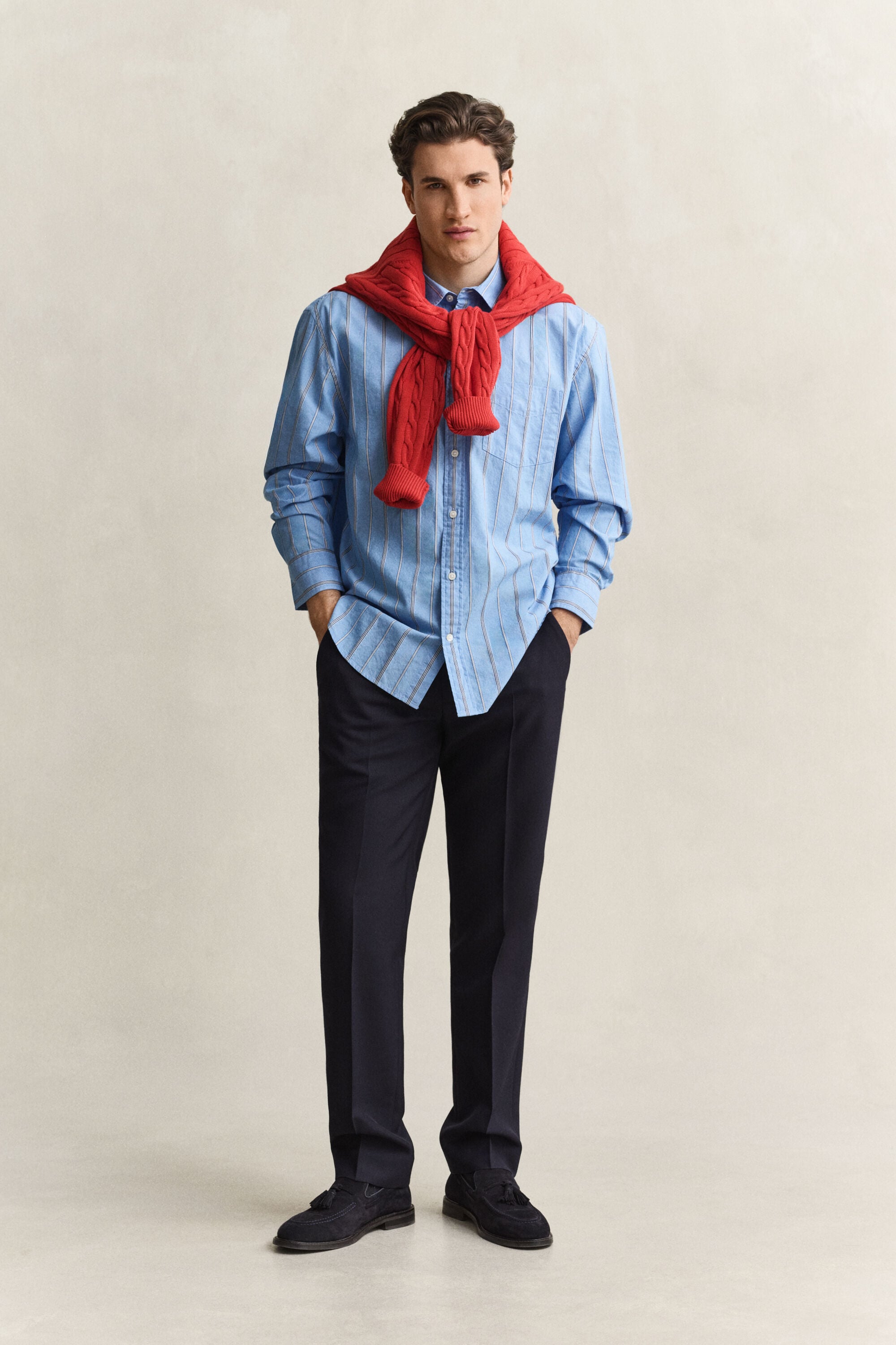 Camisa às riscas Dobby relaxed fit