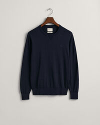 Pulover com decote redondo em algod&atilde;o fino