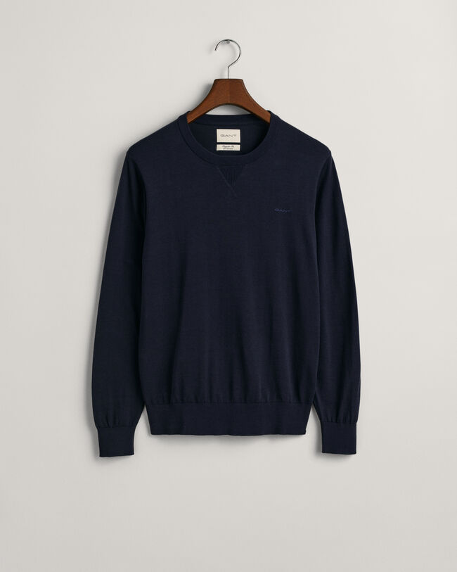 Pulover com decote redondo em algod&atilde;o fino