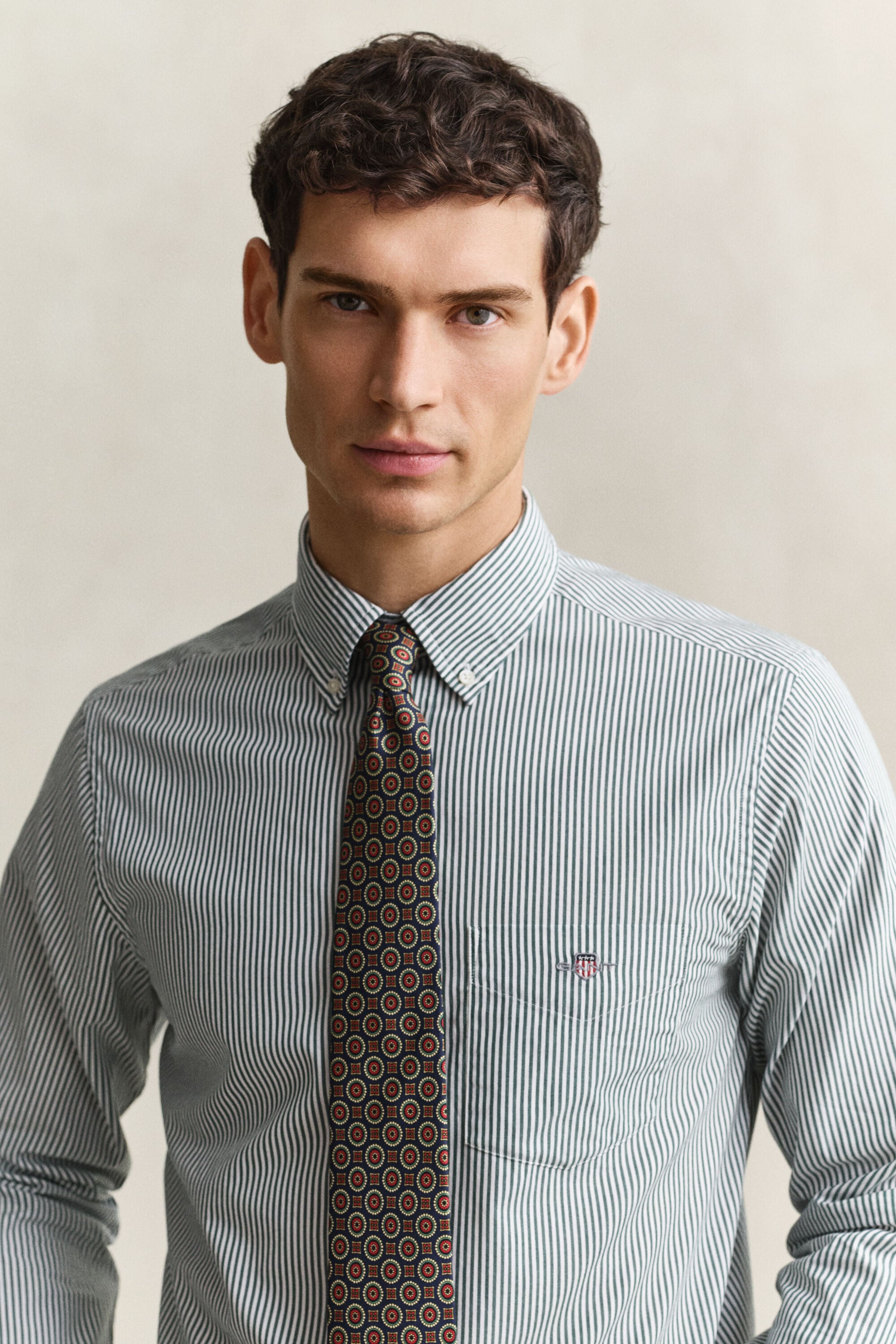 Camisa em popelina às riscas Classic regular fit